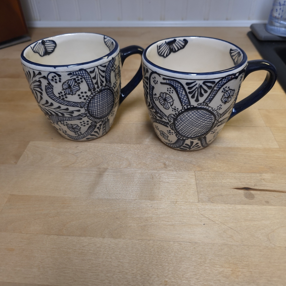 Blue and White Ceramic Mugs